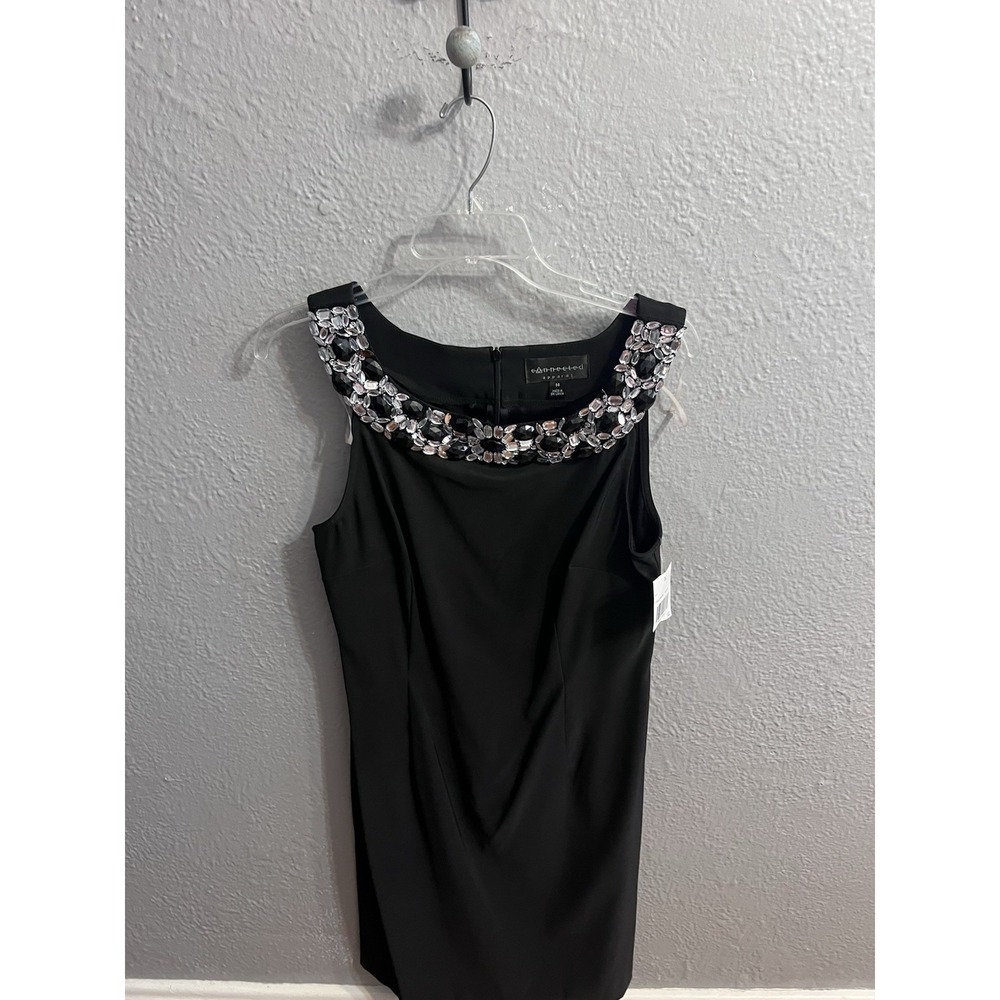 Connected Apparel Womens Black Sleeveless Dress Size‎ 14 Bling
